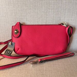 Joy Susan Pink Faux Leather Convertible Crossbody and Wristlet NEW WITH TAGS